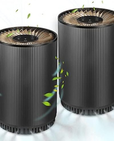2 Pack Druiap Air Purifiers for Home Bedroom up to 690ft², H13 True HEPA Filter Air Cleaner Filterable 99.97% Micron Particles/Smoke/Pet Dander/Odor/for Office, Dorm, Apartment, Kitchen (KJ80 Black)